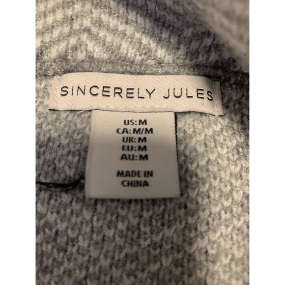 Sincerely Jules M Chevron Viscose Open Front Knit Cardigan Sweater Gray - Picture 4 of 8